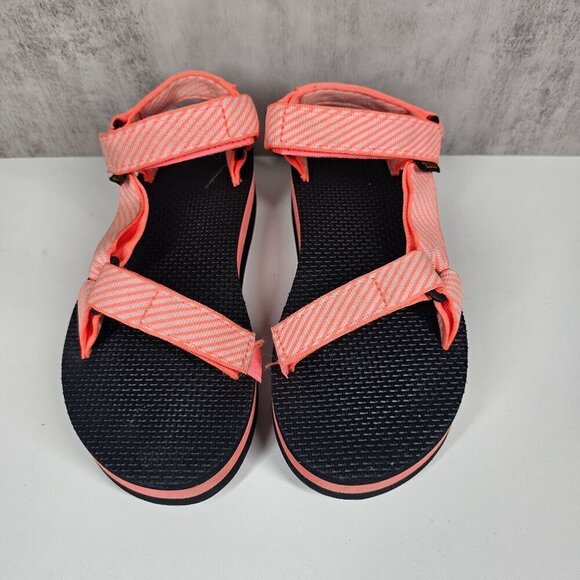Teva Womens Platform Sandals Pink Coral Black Size 7 Adjustable Straps - Picture 4 of 12
